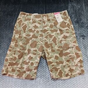 Levi's Carrier Cargo Shorts Men's Brown Green Camo Print 100% Cotton Size 34